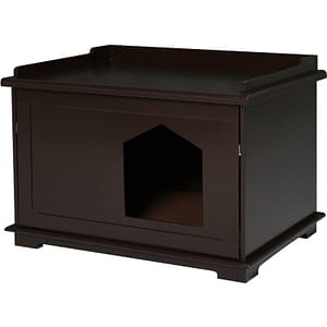 Wooden Cat Litter Box Covered End Table Hideaway Storage Cabinet Brown - Pawhut