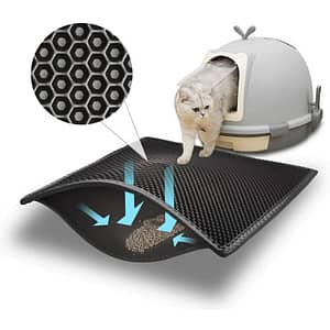 Betterlifegb - BetterLife Cat Litter Rug 24 * 18in Cat Litter Tray, Non-Toxic Eva Waterproof, Double Layer in Design Bee Nest (Black)