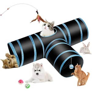 3 way bendable hose cat toy, rabbit tunnel, suitable for cats, puppies, rabbits, guinea pigs, pet toys with balls and feathers