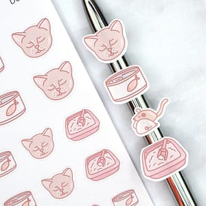Cat Care Doodle Stickers | Food, Toys, Litter Tray | D047