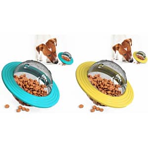 2 pieces dog and cat food ball snack ball interactive training IQ toy-blue, yellow
