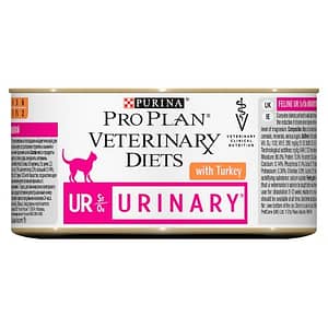 PRO PLAN VETERINARY DIETS Feline UR Urinary Formula Cat Food Tins Turkey 195g x 48