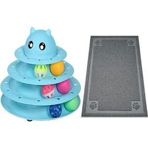 Cat toy roller cat toy and large cat litter pad catcher 35.5'; 23.5' trap collects trash from boxes and paws for spreading control in litter bins