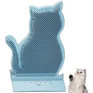 Cat Scratch Massage Toy with Catnip, Cat Wall Corner Massage Brush, Grooming Comb, for Long and Short Haired Cat (Blue) SOEKAVIA