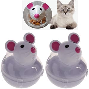 2 pieces mouse shape stand up food dispenser food toy snack ball food dispenser interactive toy for cats
