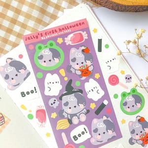 Halloween Cat Sticker Sheet - Cute Sticker/Autumn Stickers/Kawaii Sheet/ Food Stickers/ Korean Artwork