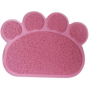 Soekavia - PVC Paw Shape Cat Dog Mat Litter Tray Cover Non-slip Food Water Bowl Feeding Tray Light Pink